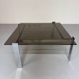 Smoked glass and chrome steel coffee table, Italian design from the 70s