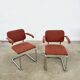 Pair of Marcel Breuer B64 Knoll armchairs in coral fabric