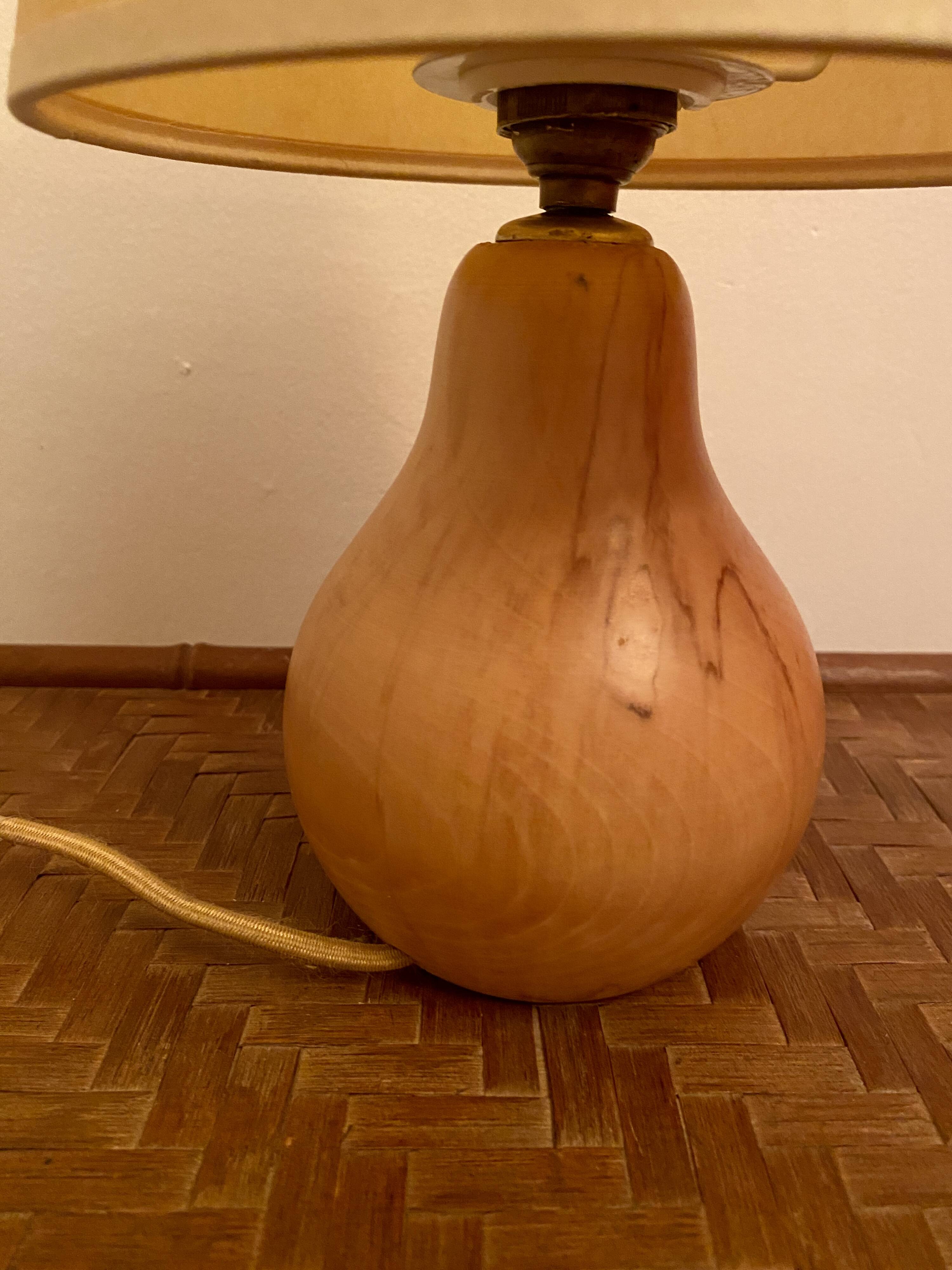 Lampe bois, câble neuf tissu 2M, abat-jour