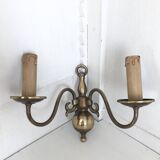 Pair of brass effect wall lights with two lights