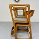 Set of 6 Baumann sleigh chairs in wood and brown fabric, original 1960s