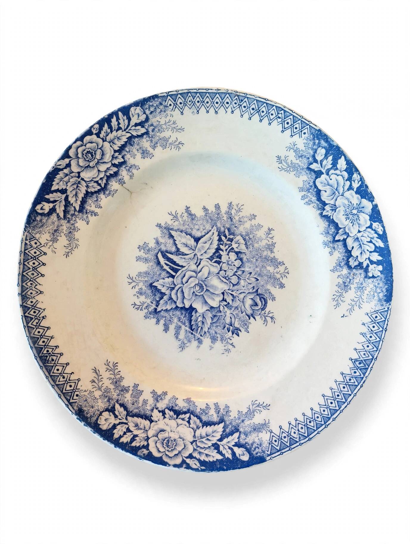 Set of 6 plates Terre de fer St Amand & Hamage, Jardinière blue model.