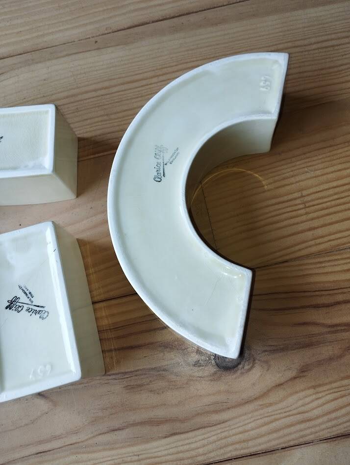 Modular Art Deco centrepiece by Clarice Cliff, 1930.