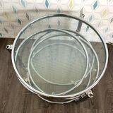 Coffee table vintage glass and chrome