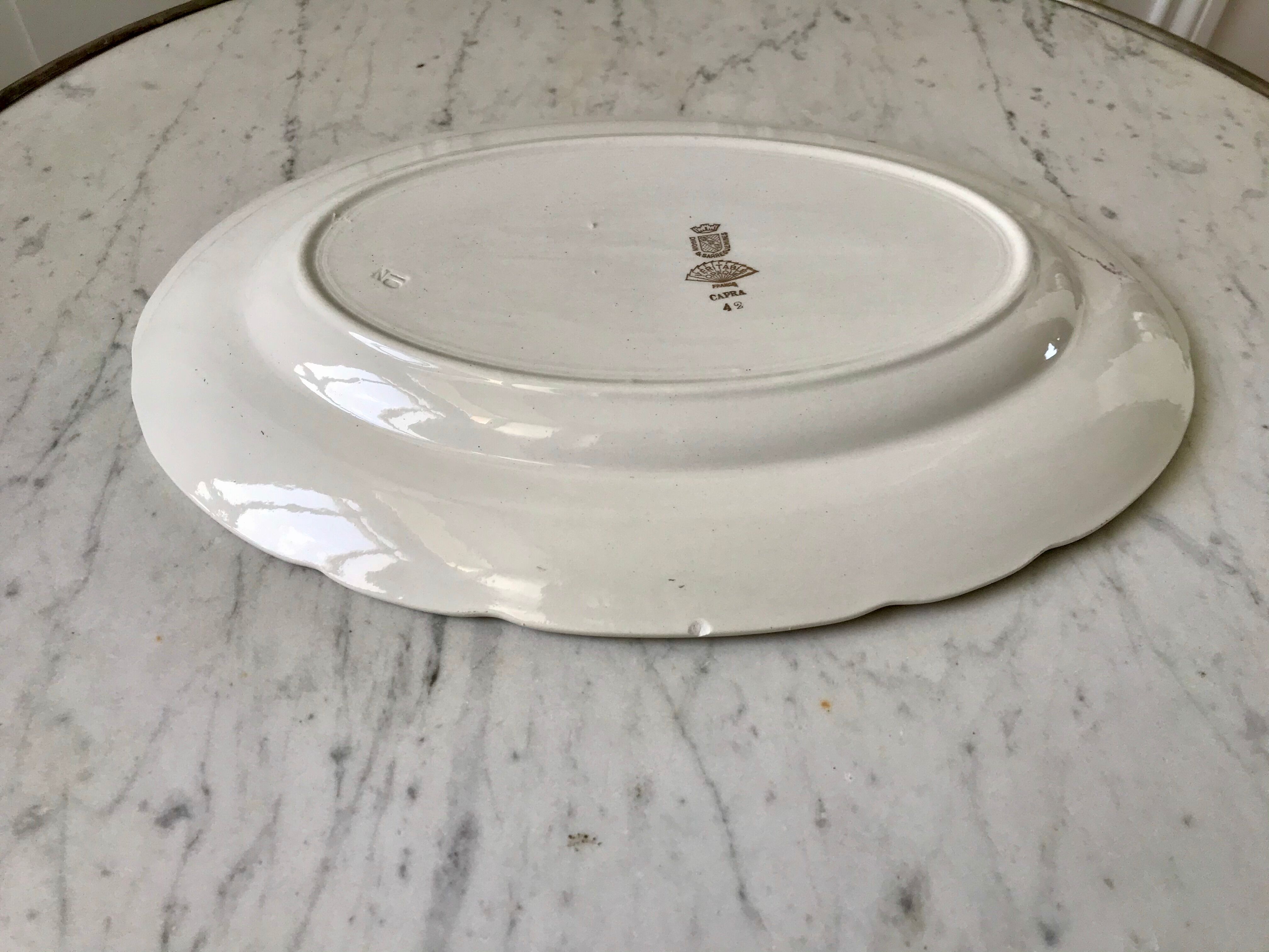 oval dish Digoin Sarreguemines small flowers 50s