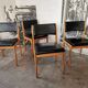 Set of 4 chairs scandinavian style wood and skaï black