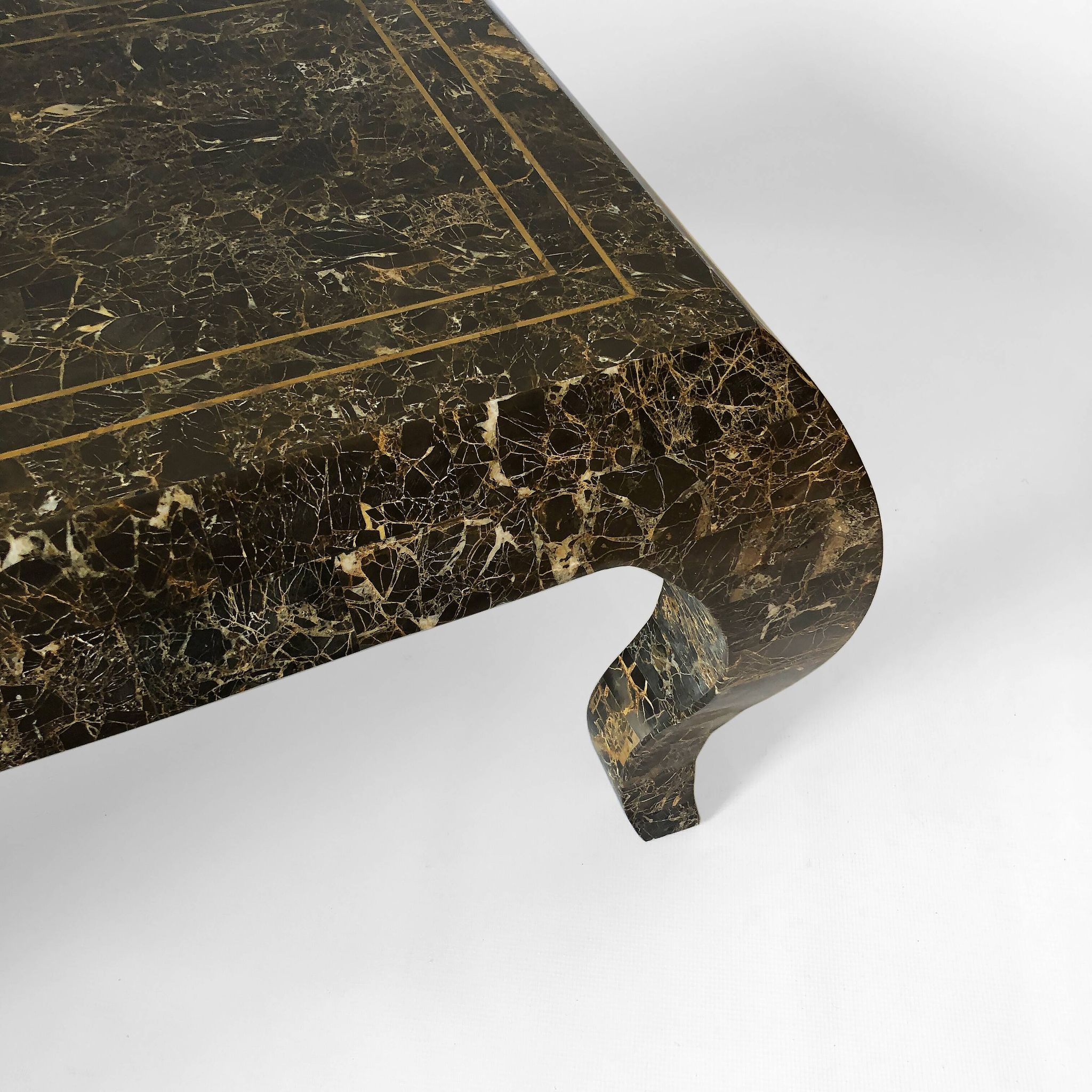 Maitland smith tessellated marble coffee table 1980s vintage usa rare emperador 1970s
