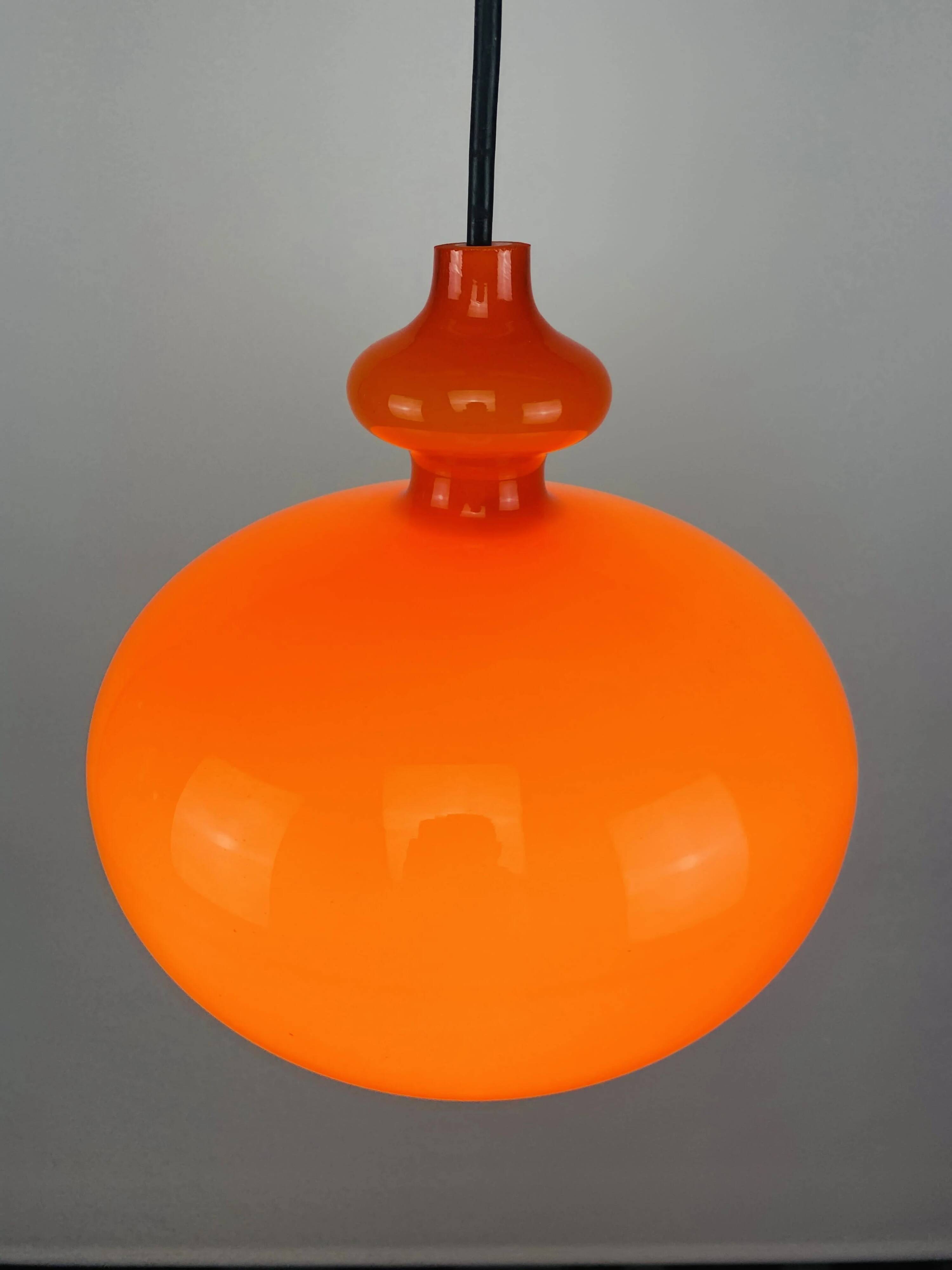 Orange glass suspension light Swedish Oplight by Hans Agne Jakobsson for AB Markaryd