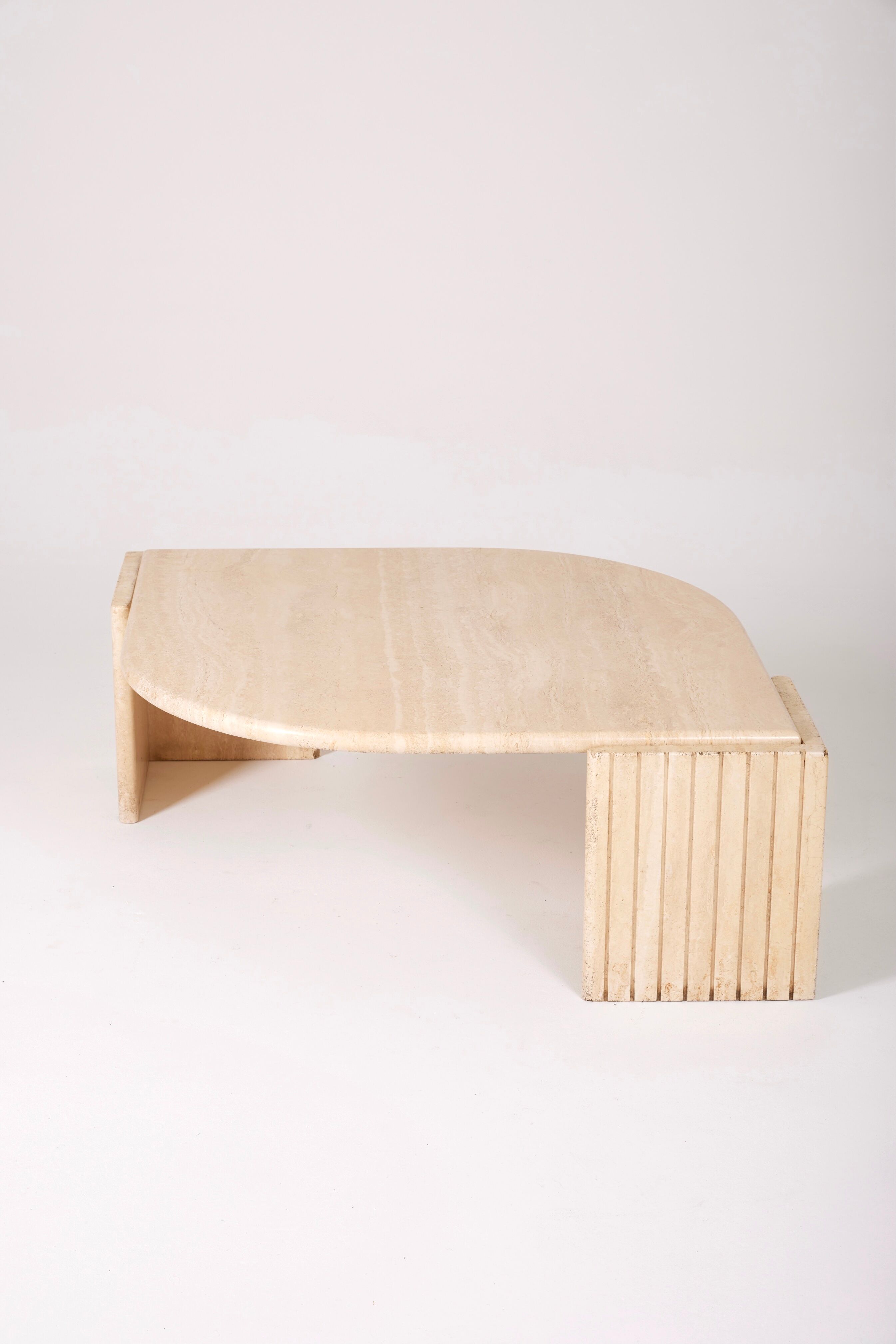 Travertine coffee table in eye shape, 1970s