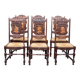 6 Henri II style solid wood straw-seated chairs