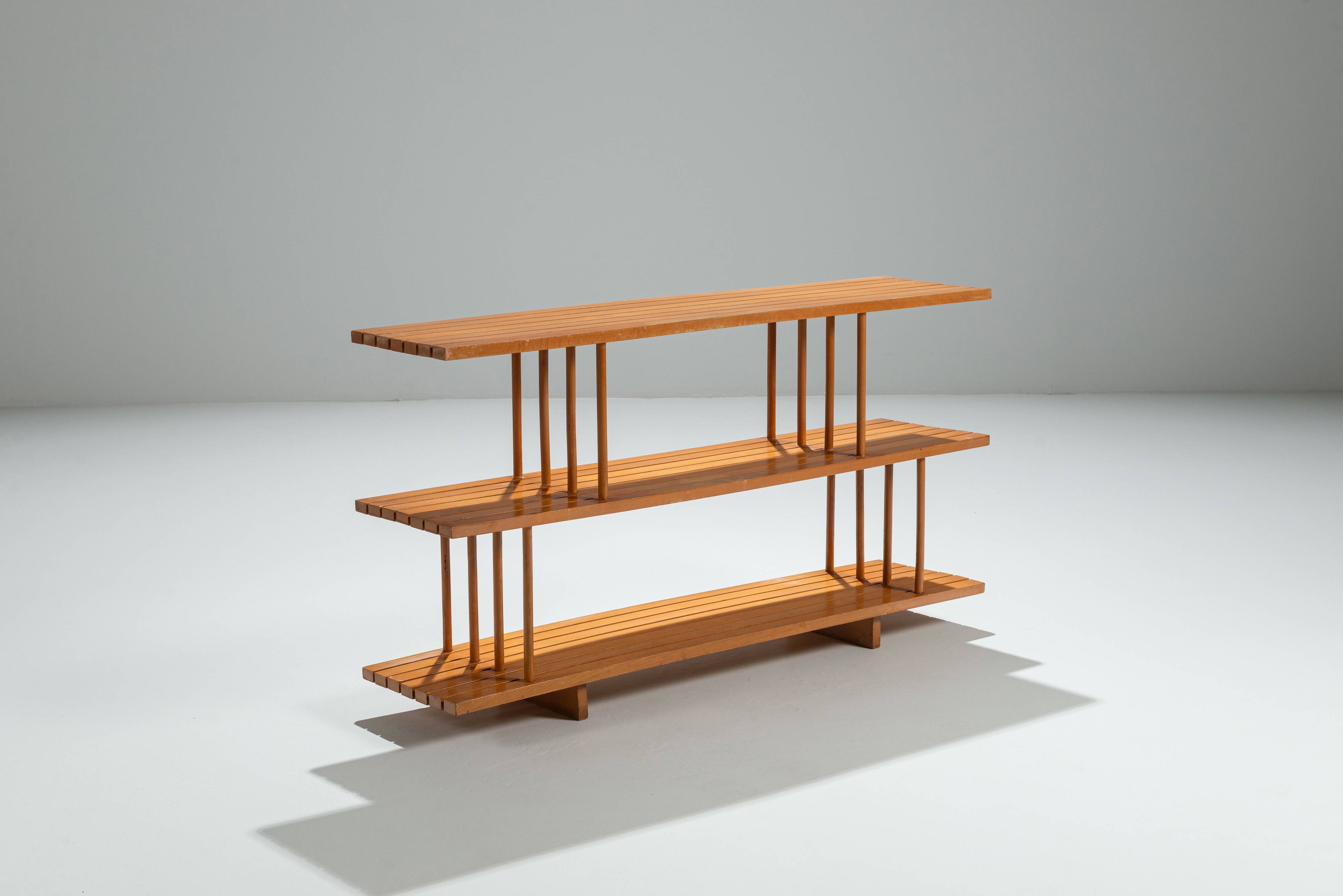 Mid-Century three tier wooden shelving unit