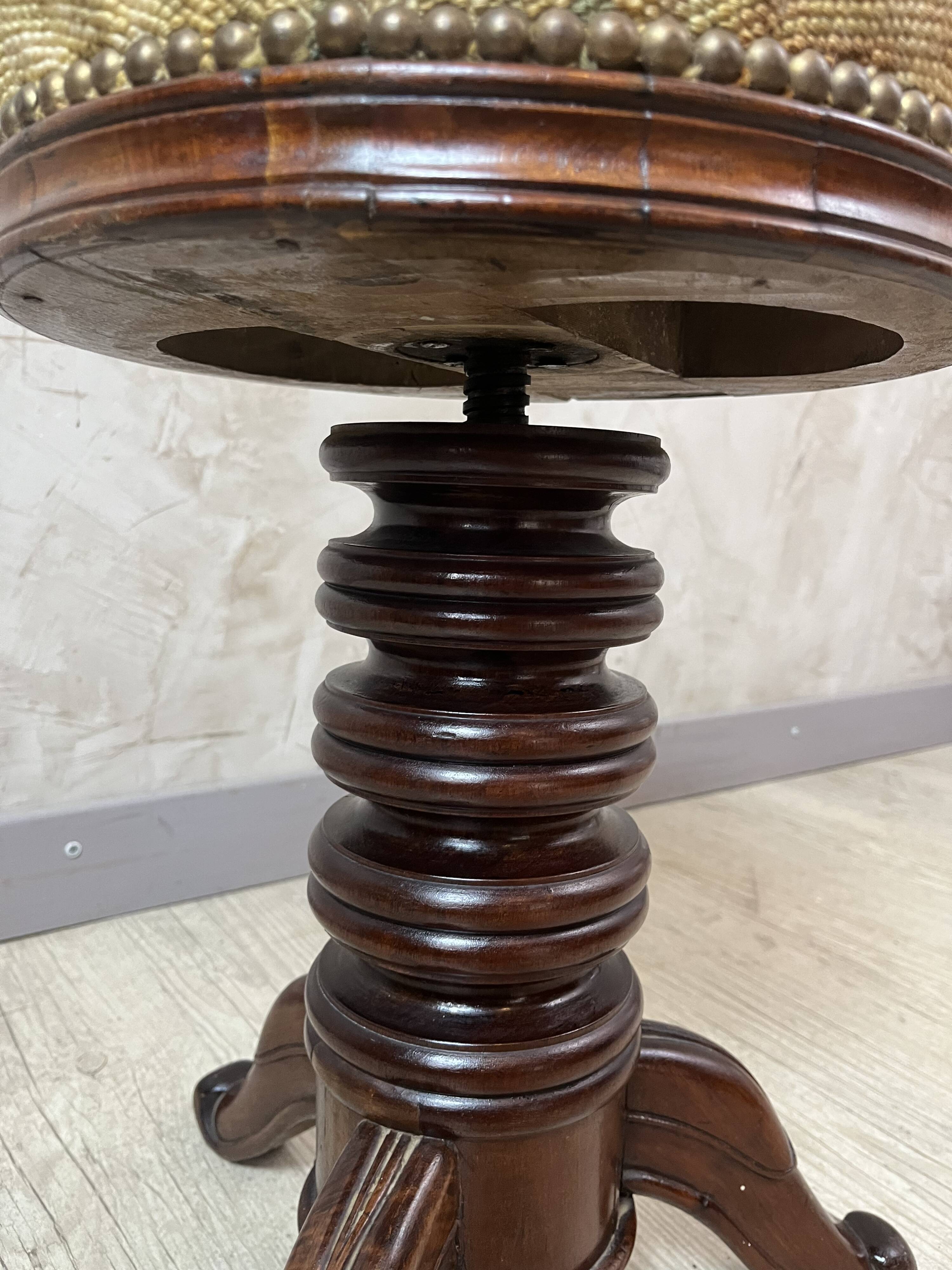 Walnut piano stool