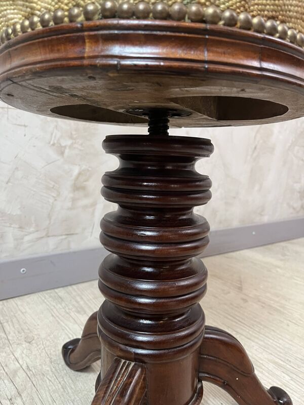 Tabouret de piano en noyer