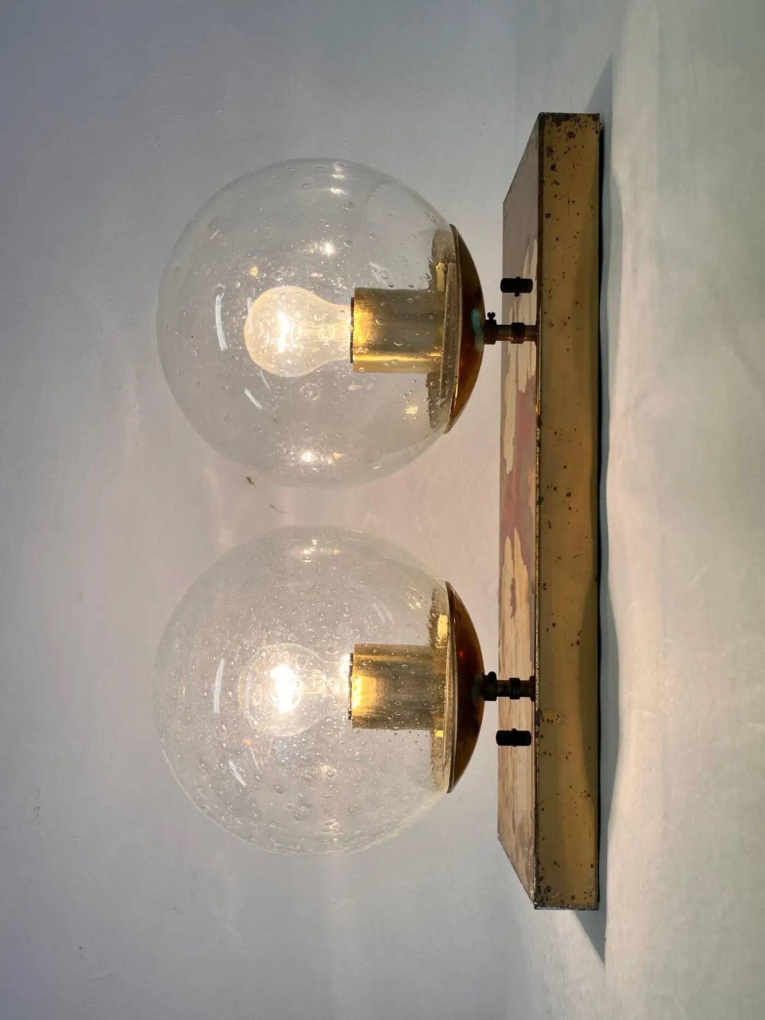 Midcentury brass wall or ceiling lamp by Kamenicky Senov, 1970s