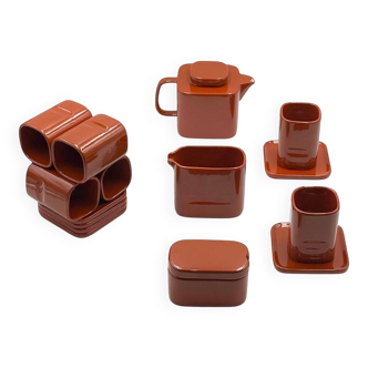 Brick Red Sakura Tea Service by Makio Hasuike for Franco Pozzi