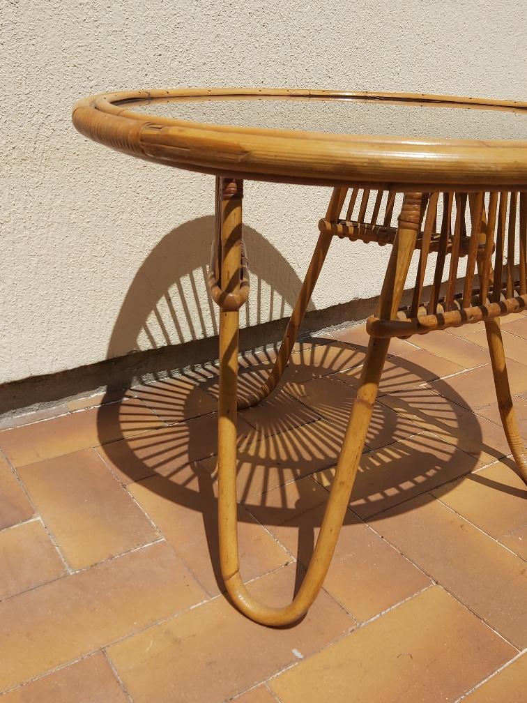 Rattan coffee table 50s