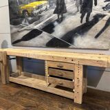 Raw wood workbench