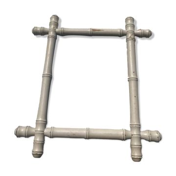 White bamboo wood mirror