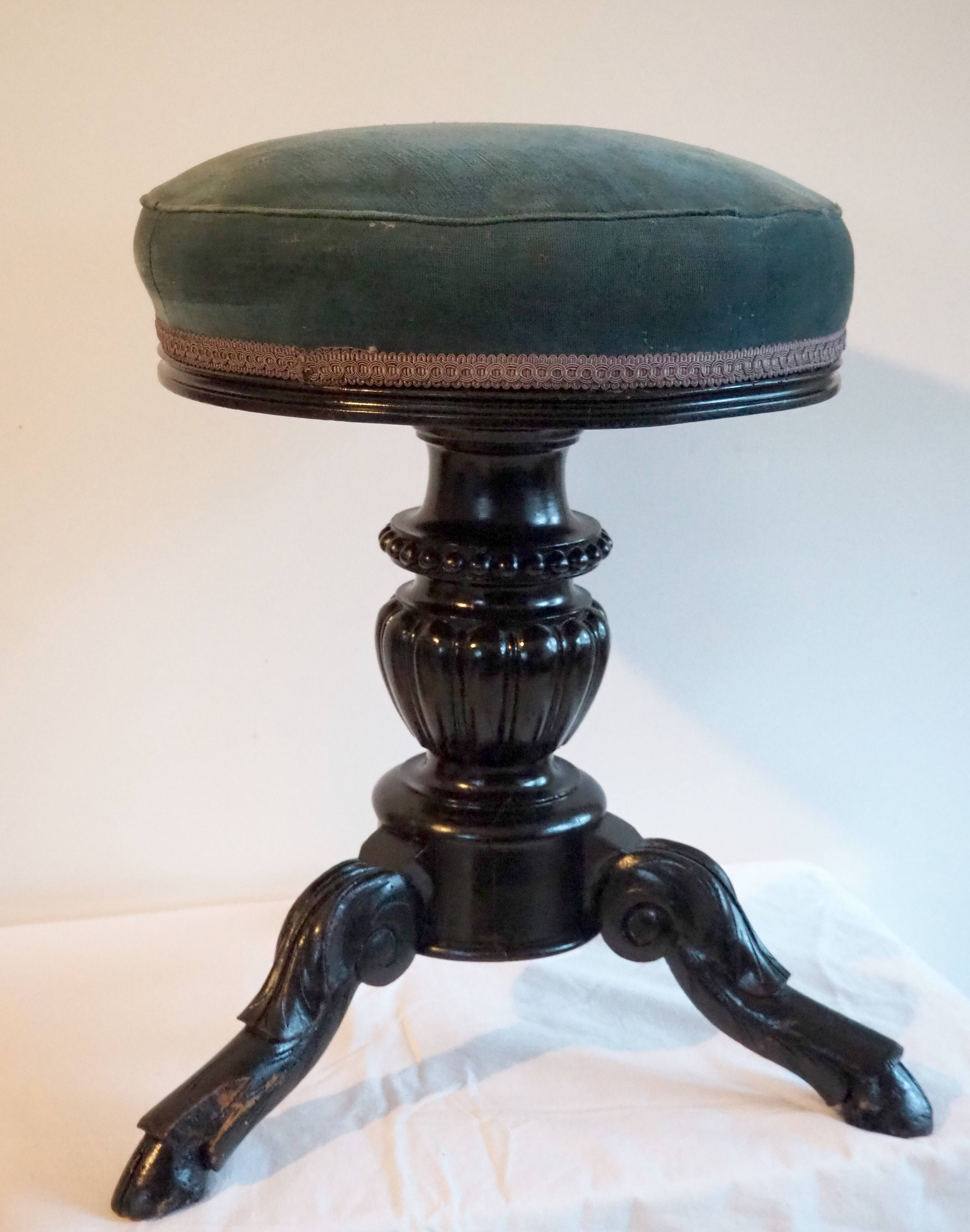 Napoleon III piano stool - tripod, doe feet