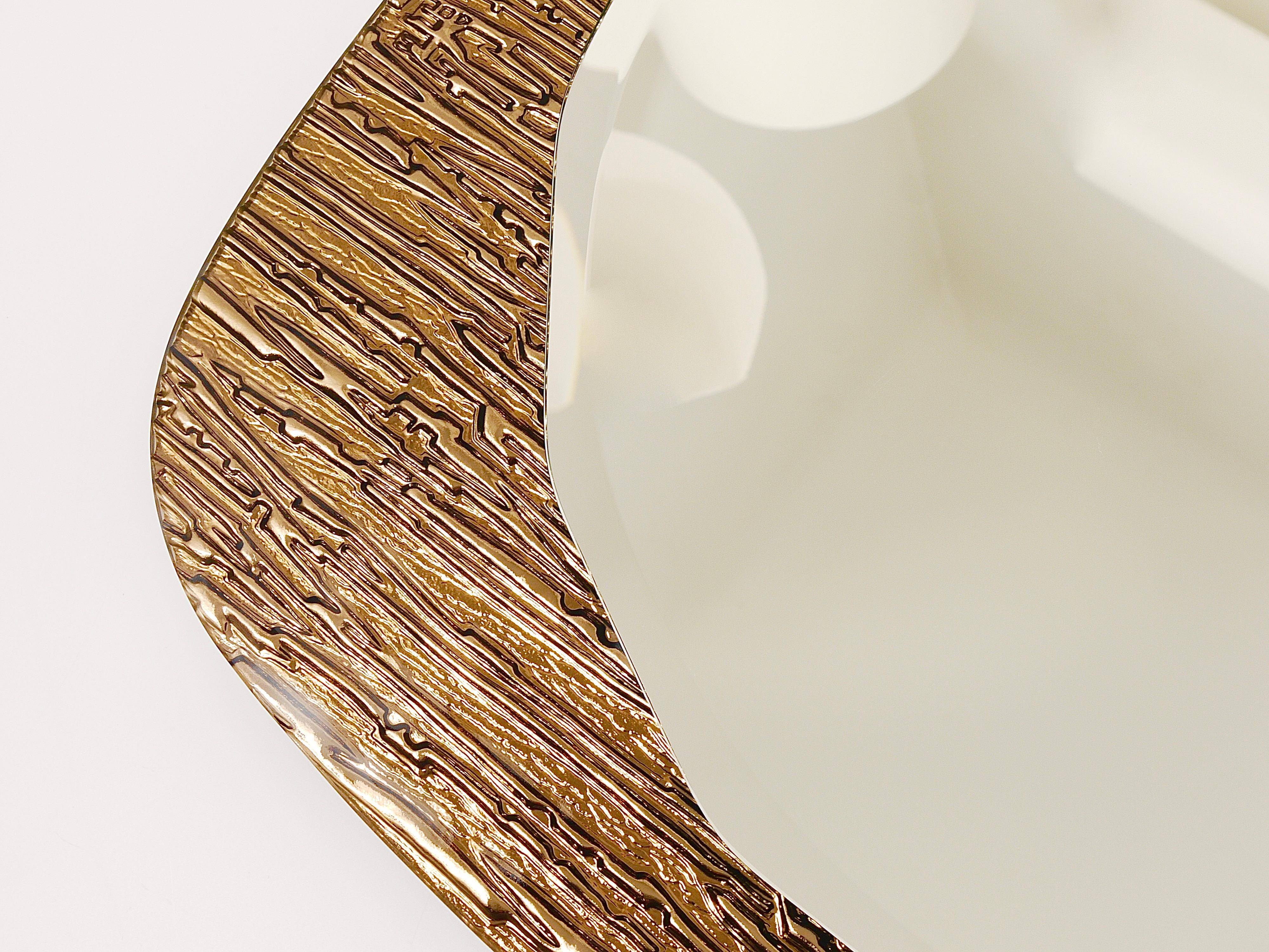 Crystal Art Sculpted Textured Wall Mirror Gold Bronze Mid-Century, Italy, 1960s