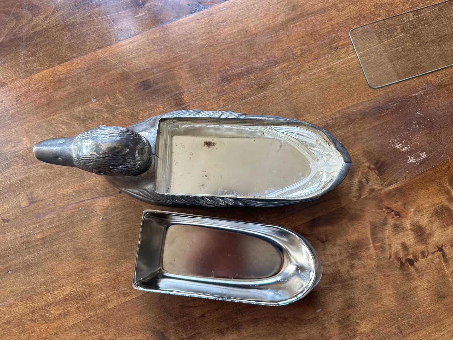 Dish foie gras duck in silver metal