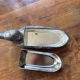 Dish foie gras duck in silver metal