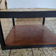 Low Table in Glazed Ceramic and Black Metal, Decorated with Stylised Birds