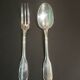 Christofle box – Child's spoon & fork – Silver-plated metal