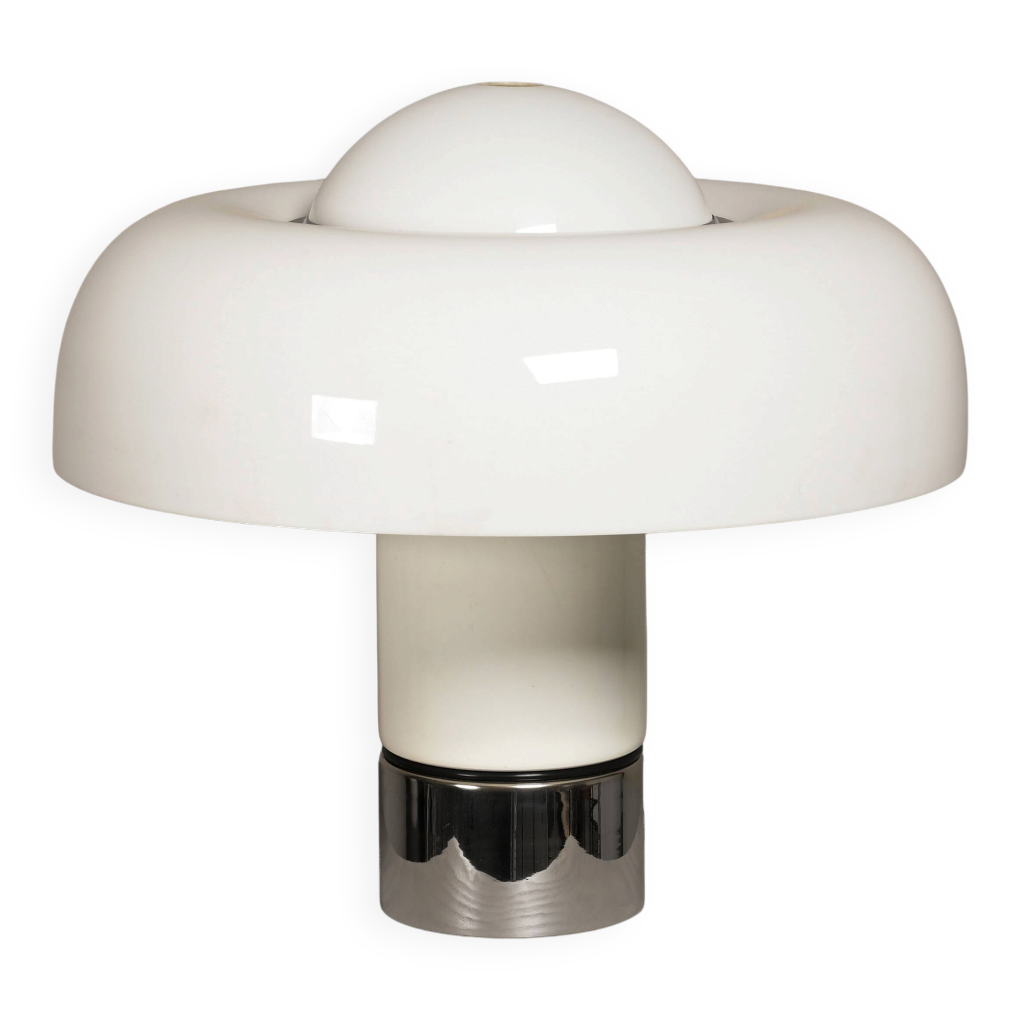 Brumbury Table Lamp chrome and white by Luigi Massoni for Guzzini Italy