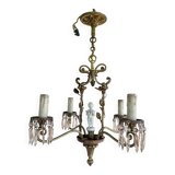 Antique bronze chandelier with porcelain angel.