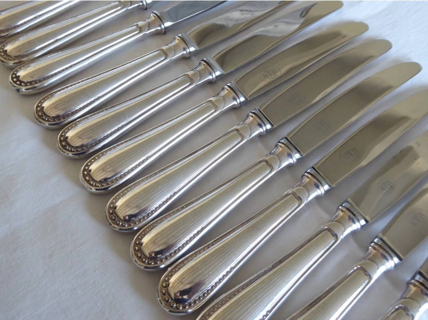 12 sfam dessert knives silver metal 21 cm