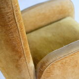 Vintage yellow velvet armchair by Paolo Buffa, Italy 1950s