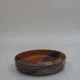 Plat en grès orange, marron et beige