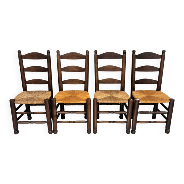 Série de 4 chaises brutalistes