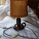 Vintage turned wooden candle holder lamp