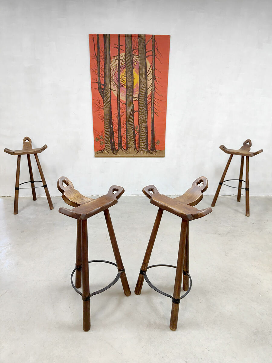 Tripod vintage brutalist spanish barstools