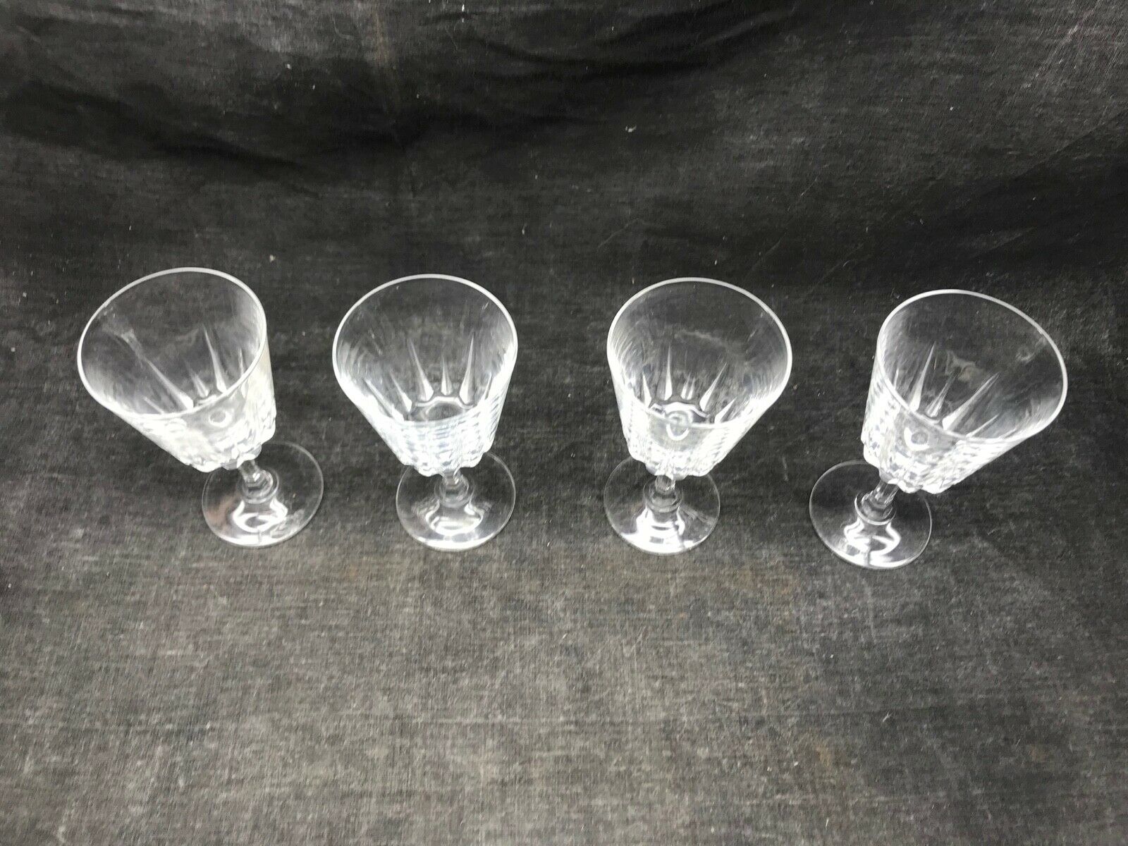 Set of four old vintage glass crystal walking glasses