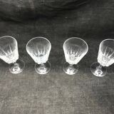 Set of four old vintage glass crystal walking glasses