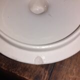 Service à café ou thé ancien blanc nacré avec un liseré argent, en demi porcelaine Badonviller