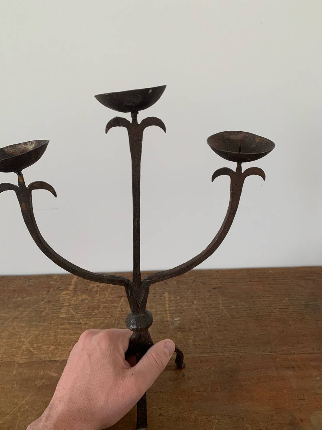 Brutalist Iron Candle Holder Circa 1970 Vintage