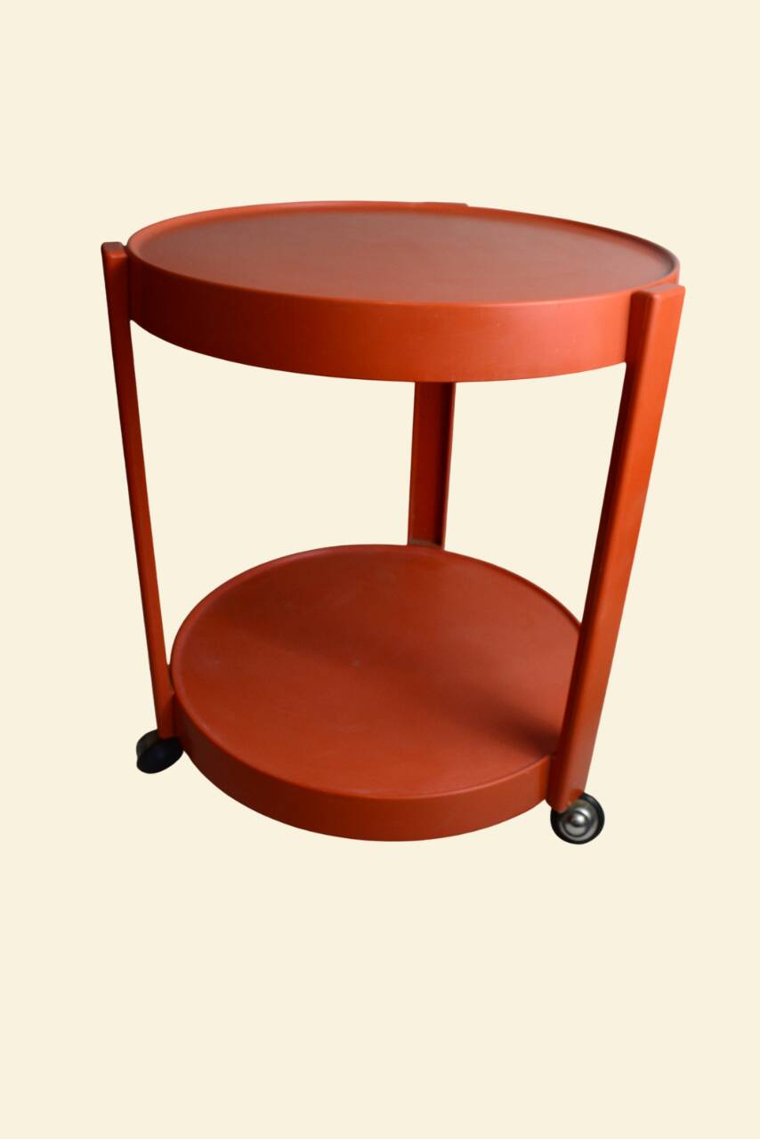 Table d'appoint à roulette / servante / desserte vintage orange - Kastilia