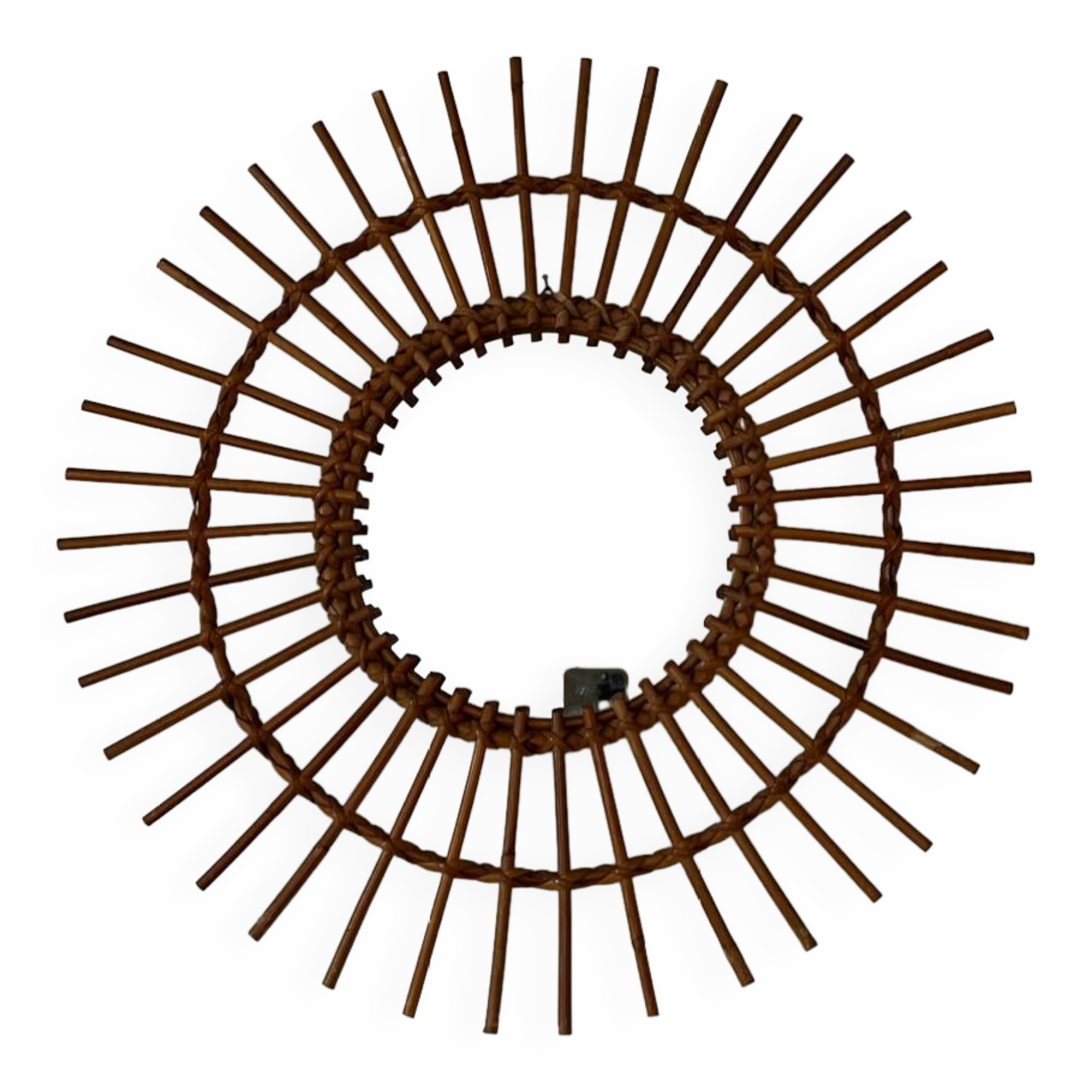 Large vintage rattan sun mirror