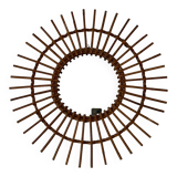 Large vintage rattan sun mirror