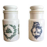 Set of 2 Victorian style opaline apothecary pharmacy jars