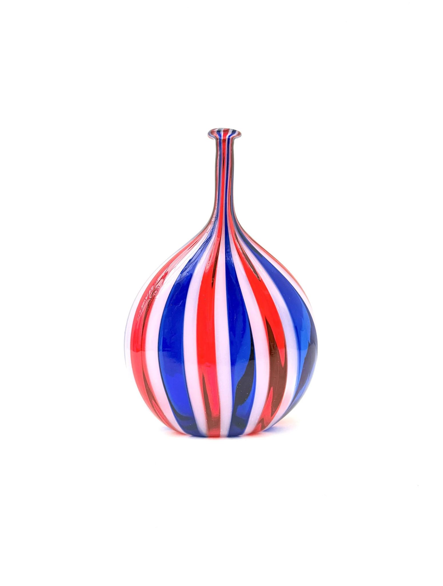 Vase de Murano en verre soufflé multicolore, Italie 1970