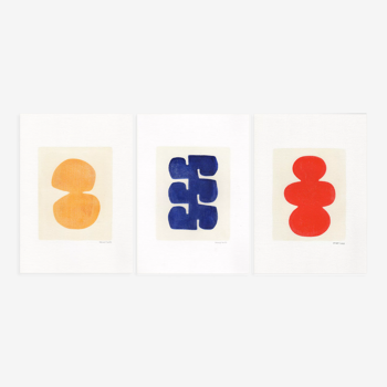 Trio de peintures sur papier signées Eawy
