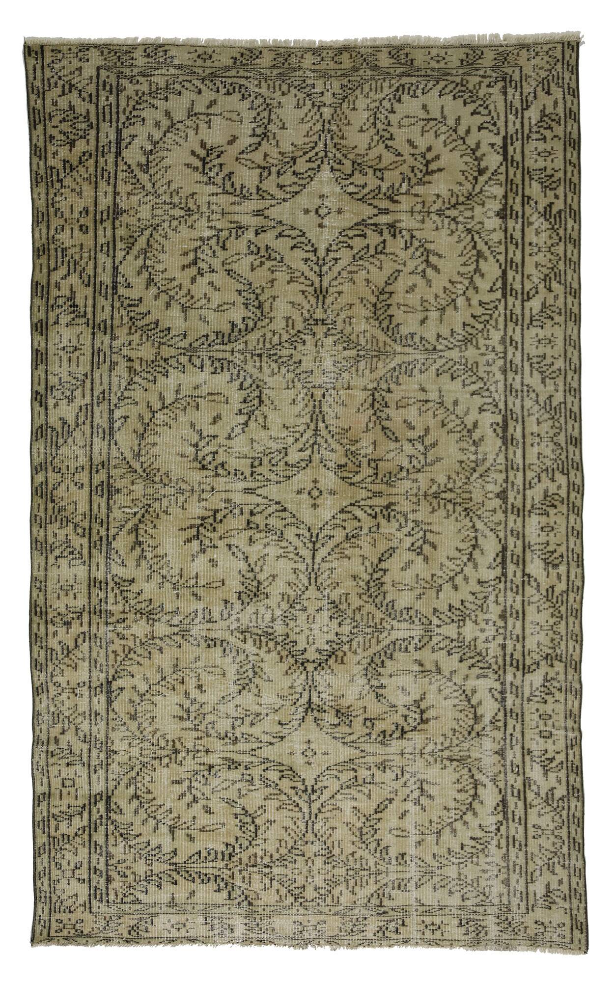 Tapis Vintage Turc – Vert & Beige – Motifs Traditionnels – 250 × 156 cm