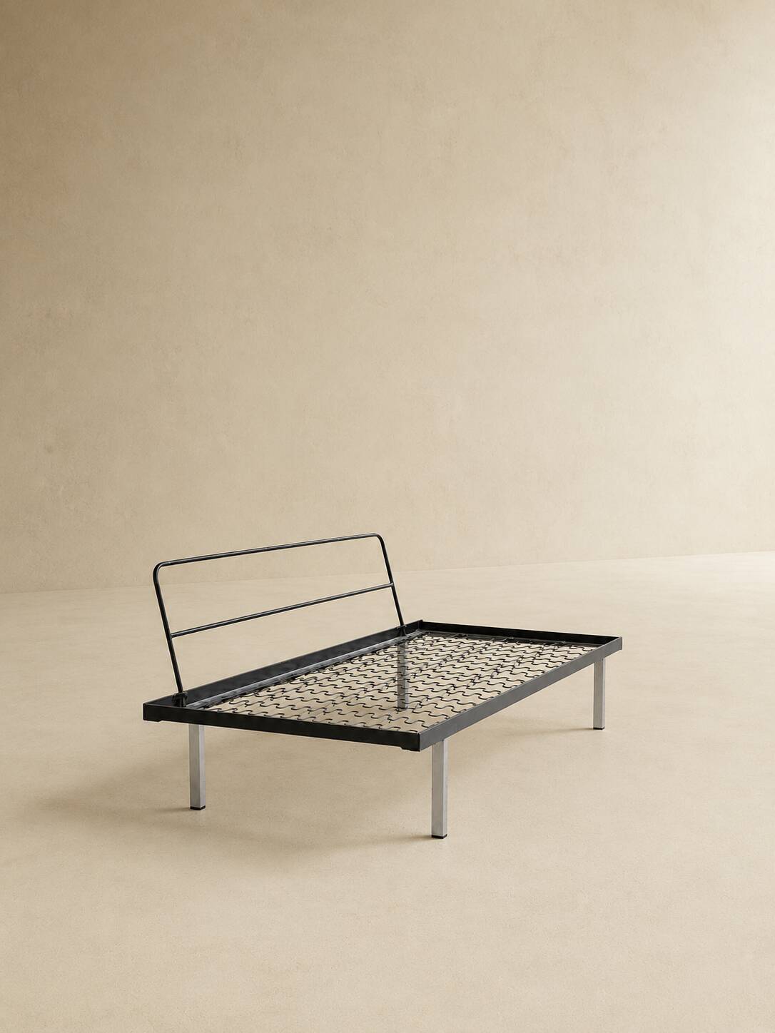 Modernist canapé design – Completely reupholstered in Pierre Frey fabric.