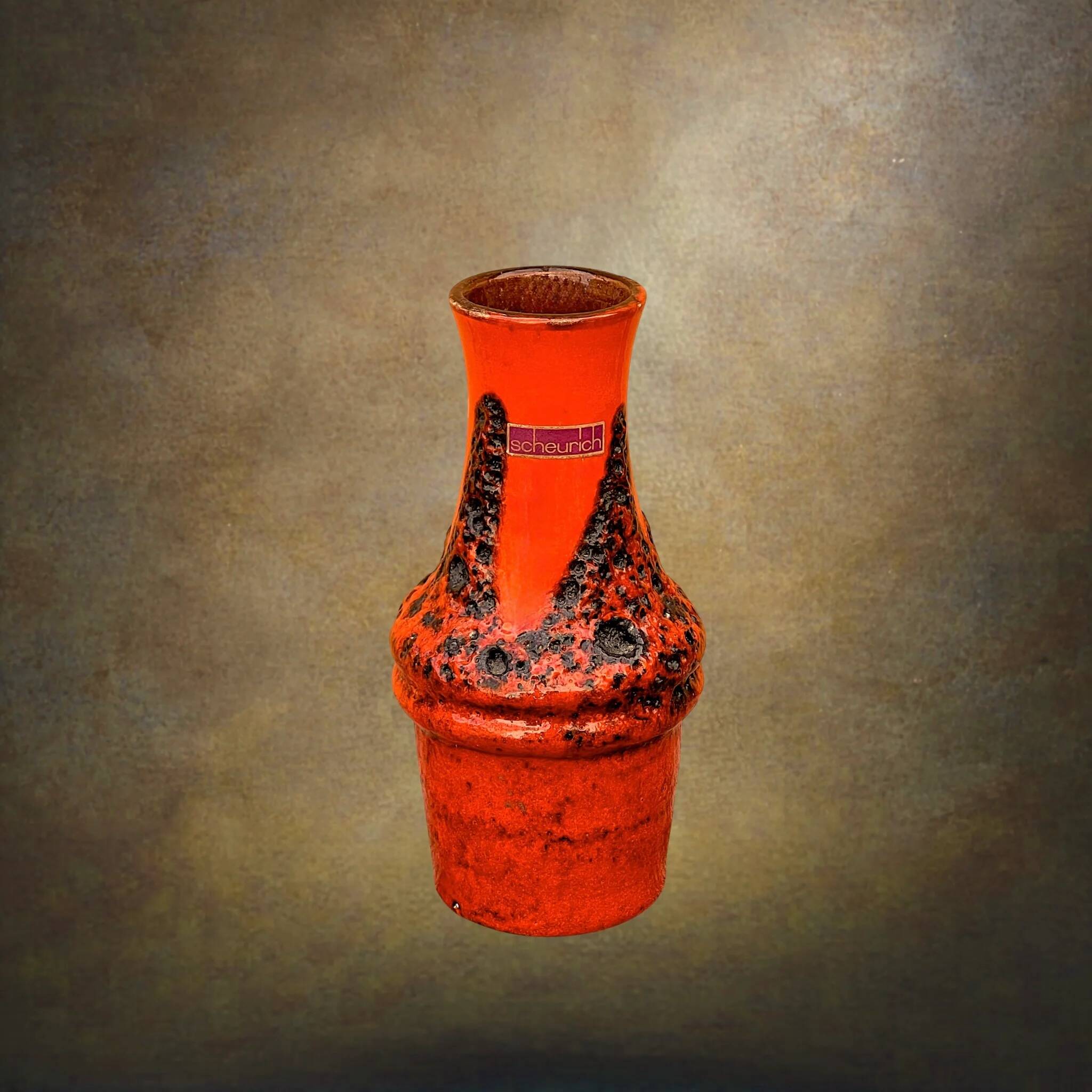 Scheurich Fat Lava vase in red and brown – Model 209-18 – 1970s