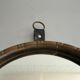 Round wall mirror with brass frame and leather hanger, 1960, Germany
